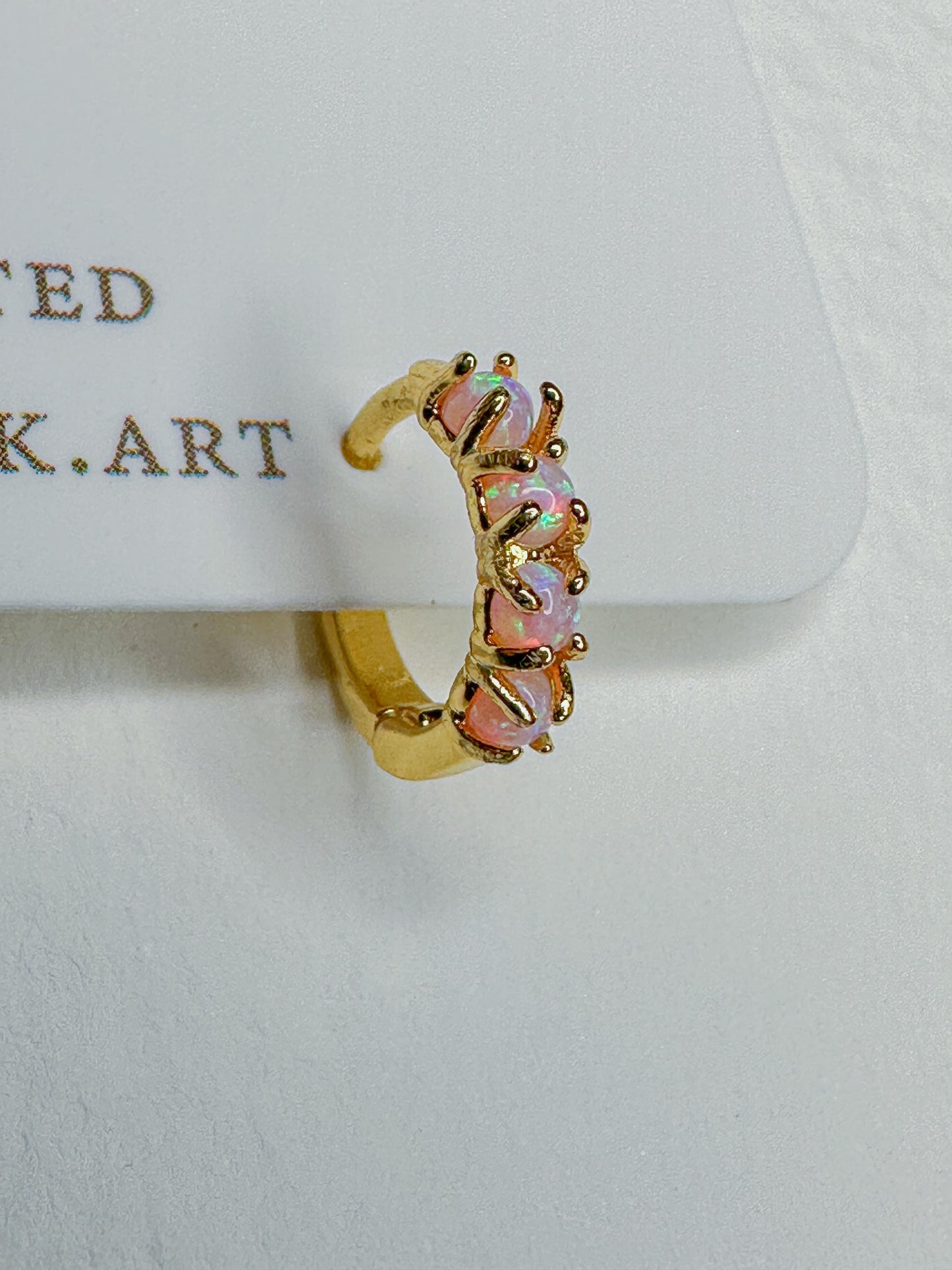 Pink opal huggies