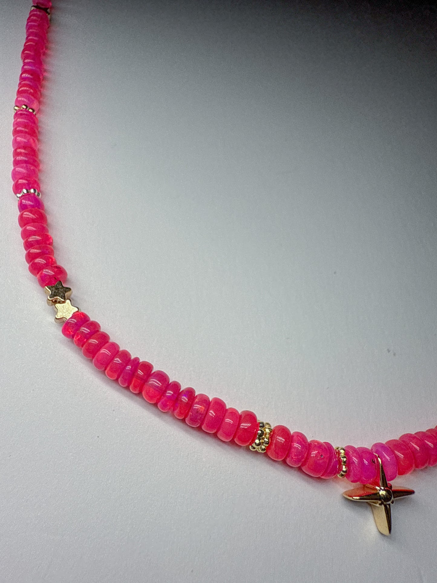 Hot pink opal twinkle necklace