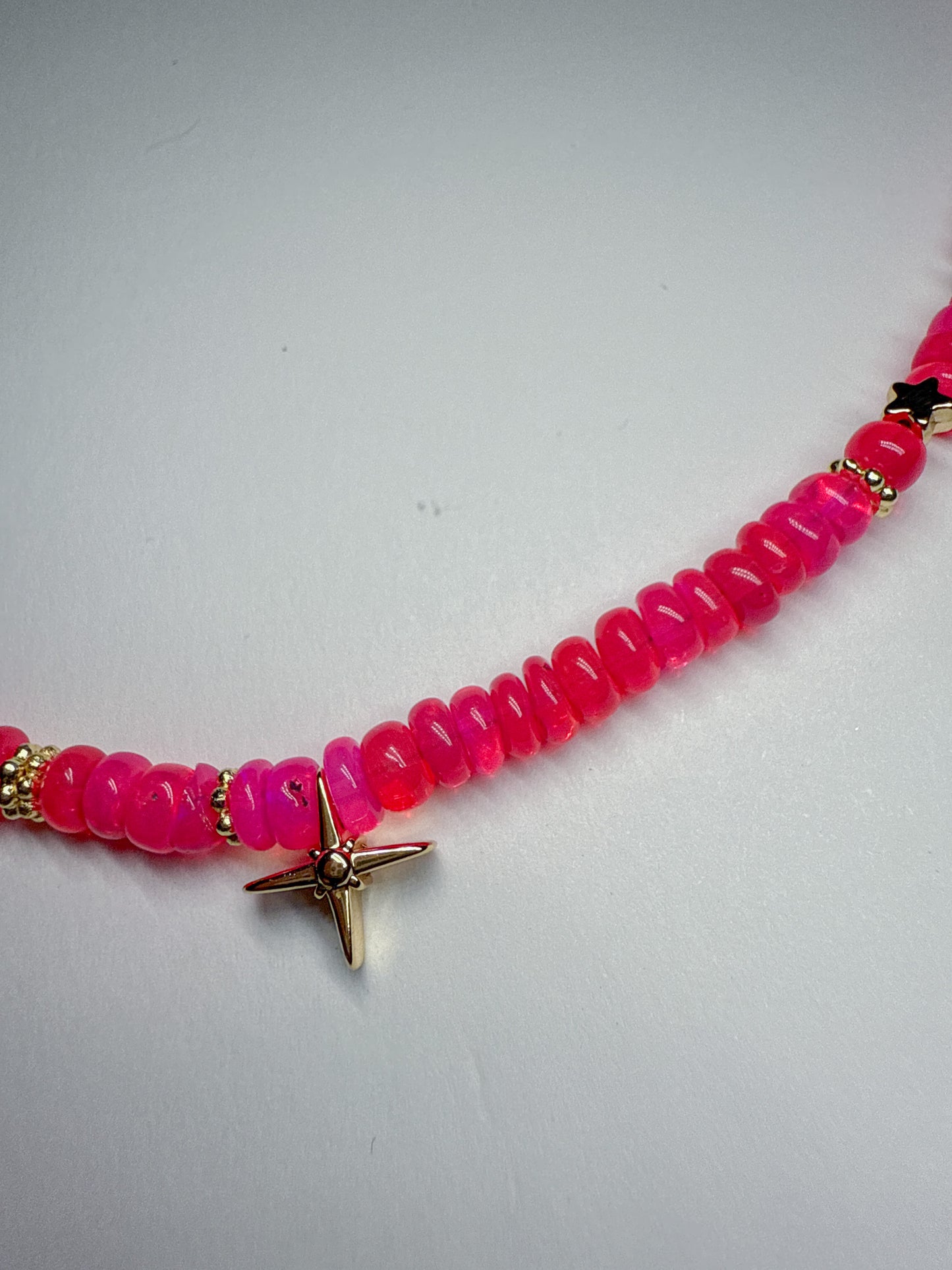 Hot pink opal twinkle necklace